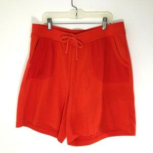 Vintage Avenue Womens Red Shorts Drawstring Elastic Waist  Pockets Size 14-16